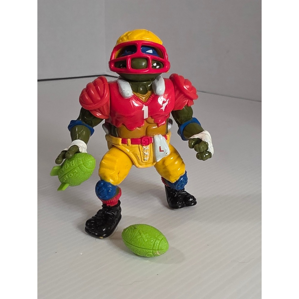 Playmates TMNT Action Figure 5in Red Yellow Fair Quarterback Leo 1991 Tossin TD